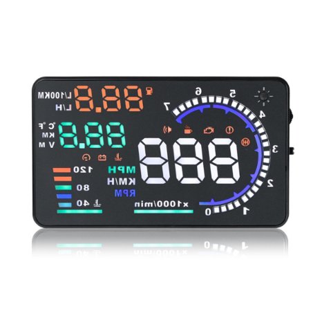 iRULU Update A8 Head Up Display OBD2 or EUOBD Car Speed HUD Plug and Play - 55 Color Screen