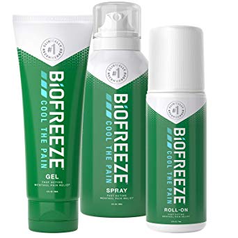 Biofreeze Pain Relief Gel Multi-Pack, Variety Pack Includes Tube, Spray, and Roll-On Formulas of the #1 Clinically Recommended Topical Analgesic