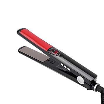 YKS Professional Hair Straightener, 1inch Flat Iron with MCH Heating,Titanium Ceremic heater, Adjustable Temperature 180F to 470F, Dual Voltage, Digital LCD Display, 1hour Auto Shutoff