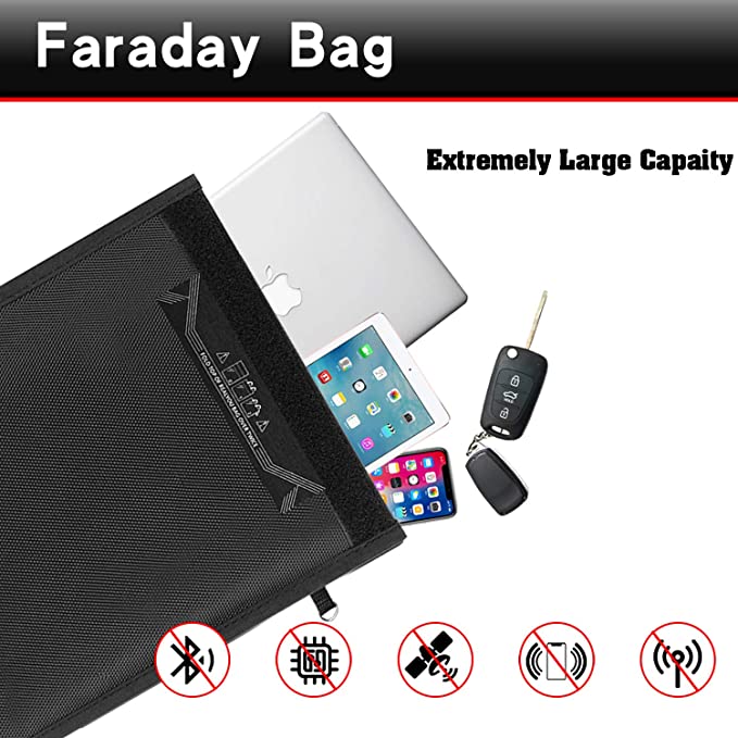 COVA EMF Protection Faraday Bag，Signal Blocking Bag for Electronic Equipment- Shield Your Phone,Ipad Pro,Small Electronics from Hacking, Tracking, and EMP Destruction