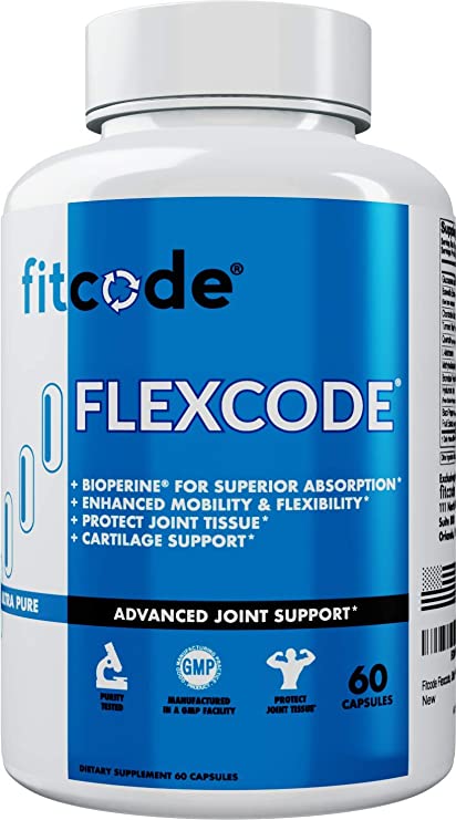Fitcode Flexcode, Ultra Premium Joint Support, Glucosamine, Turmeric, MSM, Chondroitin, Hyaluronic Acid, Gluten-Free, for Men and Women, (30 Servings)