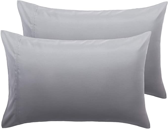 Bedsure Brushed Microfiber Pillow Cases - Light Grey Pillowcases 2 pack with Envelope Closure, 50 x 75 cm