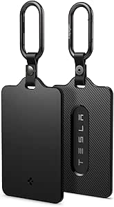 Spigen Air Fit Porte-Carte pour Tesla Model 3 (~ Highland 2024) et Model Y / X / S, Affaire chaîne Porte-clés pour Tesla Accessories - Lot de 2