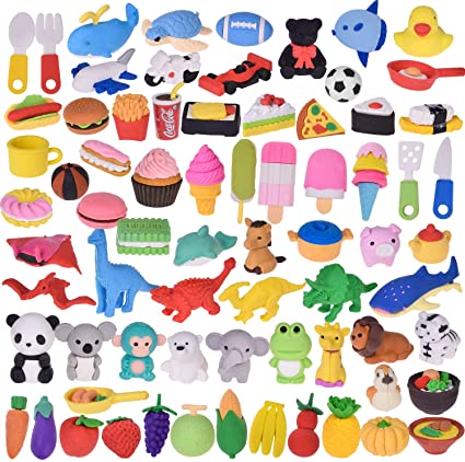 FUN LITTLE TOYS 72 Pcs Pencil Erasers Prefilled Easter Eggs (24 Pieces Easter Eggs Total) for Easter Egg Fillers, Easter Basket Stuffers, Easter Gifts for Kids