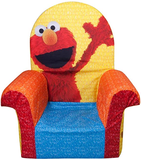Marshmallow Furniture Comfy Foam Toddler Chair Kid's Furniture for Ages 2 Years Old and Up, Friendly Elmo Themed
