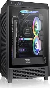 Thermaltake Tower 200 Black/Mini-ITX Computer Case/ 2x140mm Pre-Installed Black CT140 Fans/Black/ 3 Year Warranty