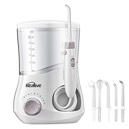 Water Flosser Kealive Dental Oral Irrigator, 12 Jet Tips and 10 Levels Adjustable, Professional Electric Anti Leakage Water Pick Teeth Cleaner with 2 Minutes Smart Timer