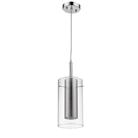 CLAXY® Ecopower Chrom with Clear Glass Cylinder Pendant Lighting Fixture