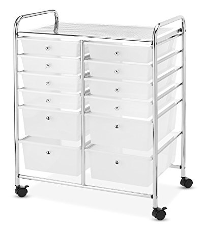 Whitmor Chrome and Plastic 12-Drawer Storage Cart