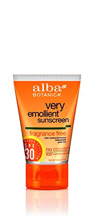 Alba Botanica Very Emollient, Fragrance Free Sunscreen SPF 30, 4 Ounce