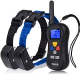 Vastar Professional 330 Yards Remote Training E-collar for up to 2 Dogs from 25 to 100 lbs with Safe Beep Vibration and Shock Electronic Collar with Silicone Visible Control Buttons