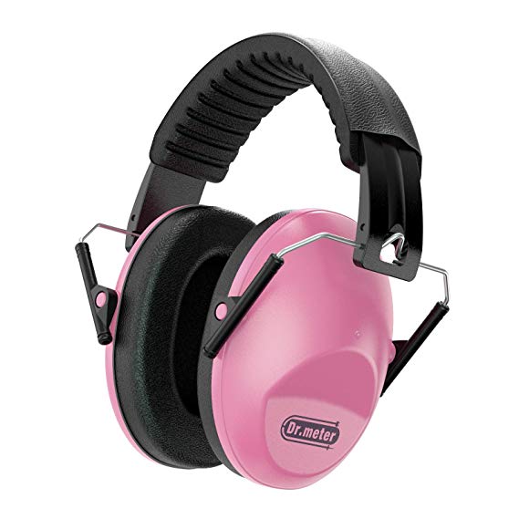 Dr.meter Adjustable Head Band Kids Noise Reduction Earmuffs with 27 NRR Hearing Protection Earmuffs for Shooting, Pink