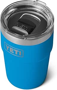 YETI Rambler 16 oz Stackable Tumbler, Vacuum Insulated, Stainless Steel with MagSlider Lid, Big Wave Blue