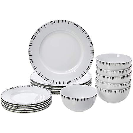 AmazonBasics 18-Piece Dinnerware Set - Bungalow, Service for 6