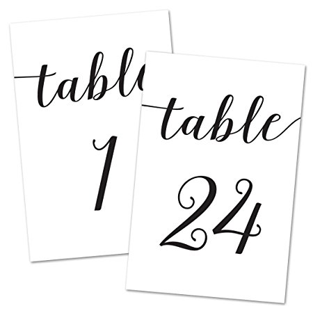 Script 4x6 Table Number Cards 1-24 (Black)