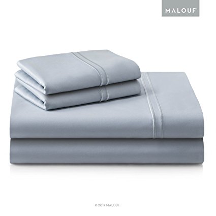 WOVEN SUPIMA Premium Cotton Sheets - 100 Percent American Grown - Extra Long Staple - Sateen Weave - Extra Deep Pockets - Single Ply - 600 Thread Count - California King - Smoke