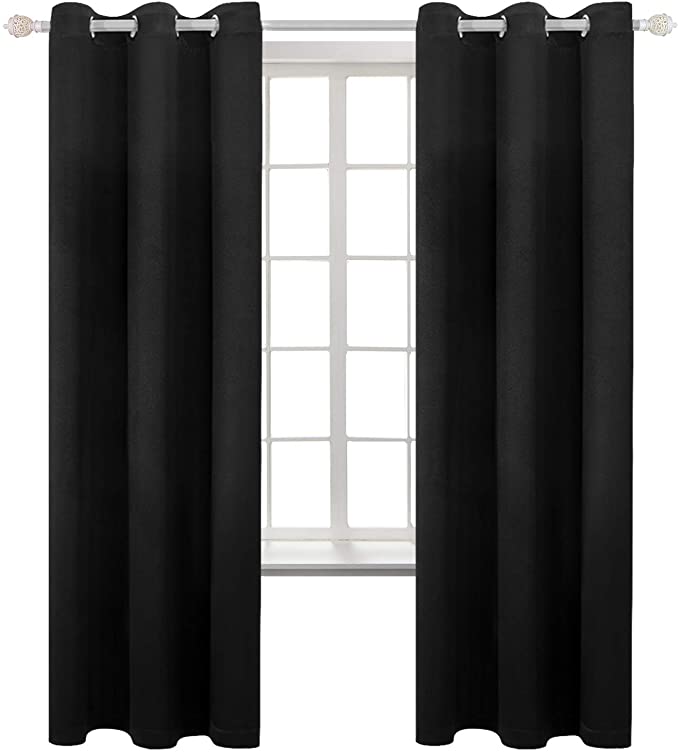 BGment Blackout Curtains for Living Room - Grommet Thermal Insulated Room Darkening Curtains for Bedroom, Set of 2 Panels (42 x 72 Inch, Black)