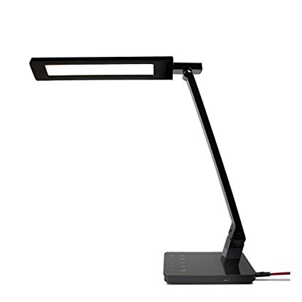 BESTEK LED Desk Lamp, Eye-Care Dimmable Modern Table Lamp, 4 Lighting Modes 5 levels Touch-Sensitive Control Panel with Timer, Dimmer , Smart 2.4A USB Charging Port, Black