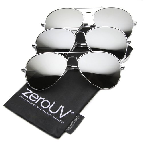 zeroUV - Premium Mirrored Aviator Top Gun Sunglasses w Spring Loaded Temples