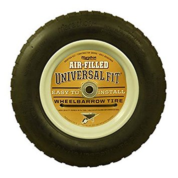Marathon Universal Fit Air-Filled Wheelbarrow Tire on Wheel with Spacer/Bushing Kit Included