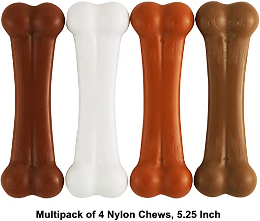 Pet Qwerks Flavor Farms Chew Toys - Multi Pack - Tough Nylon Bones for Power Chewers | Made in USA, 100% Premium Nylon, Allergen Free