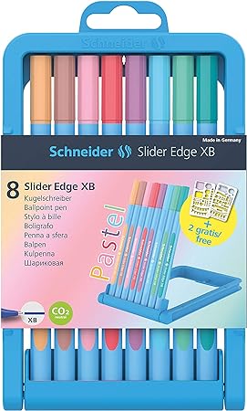 Schneider Pen, Slider Edge XB (Extra Broad), Pastel, Case Stand, Pack of 8 (RS152289)