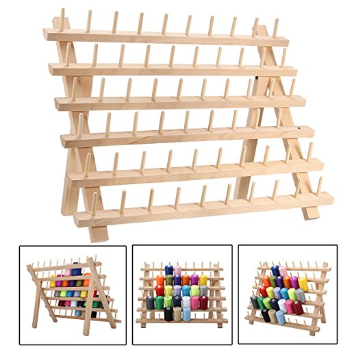 KINGSO 60 Spool Wooden Thread Rack and Organizer for Sewing Quilting Embroidery