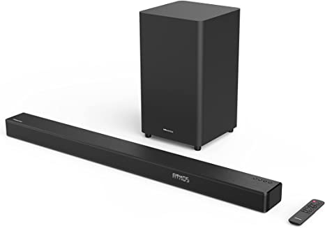 Hisense HS312 3.1ch Sound Bar with Wireless Subwoofer, 300W, Dolby Atmos, 4K Pass-Through, Cinematic Experience, One Remote contorl, Roku TV Ready, Bluetooth, HDMI ARC/Optical/AUX/USB, 5 EQ Modes