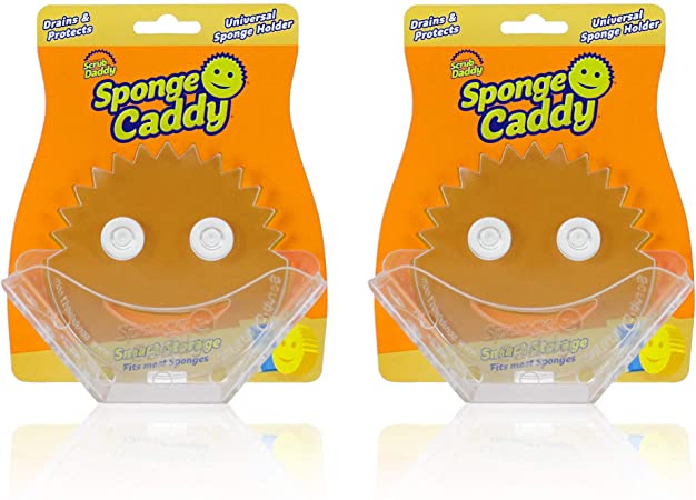 Scrub Daddy Sponge Holder - Sponge Caddy- Suction Sponge Holder, Sink Organizer for Kitchen and Bathroom, Self Draining, Easy to Clean Dishwasher Safe, Universal for Sponges and Scrubbers - 2 pack