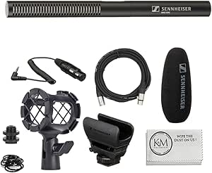 Sennheiser MKE 600 Shotgun Microphone Bundled with Universal Shockmount   20-Feet XLR Microphone Cable   Microfiber Cleaning Cloth (4 Items)