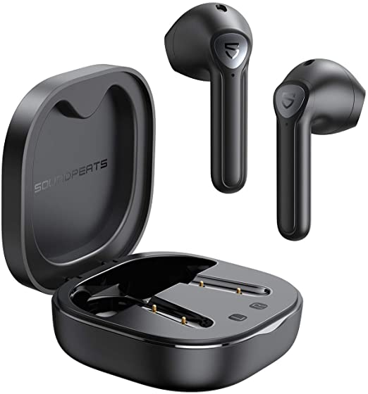 SoundPEATS TrueAir2 Wireless Earbuds Bluetooth V5.2 USB C Earphones with Dual Mic, CVC Noise Cancellation for Clear Calls Headphones Qualcomm 3040, aptX Codec, Total 25 Hours Playtime (Black)
