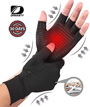 DRNAIETY Copper Compression Arthritis Gloves Content Alleviate Rheumatoid Pains Ease Muscle Tension Relieve Carpal Tunnel Aches for All Lifestyles(1 Pair) (S)