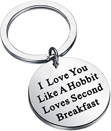 FEELMEM I Love You Like A Hobbit Loves Second Breakfast Keychain Boyfriend Girlfriend Gift Couple Key Chain Gifts for Him Her