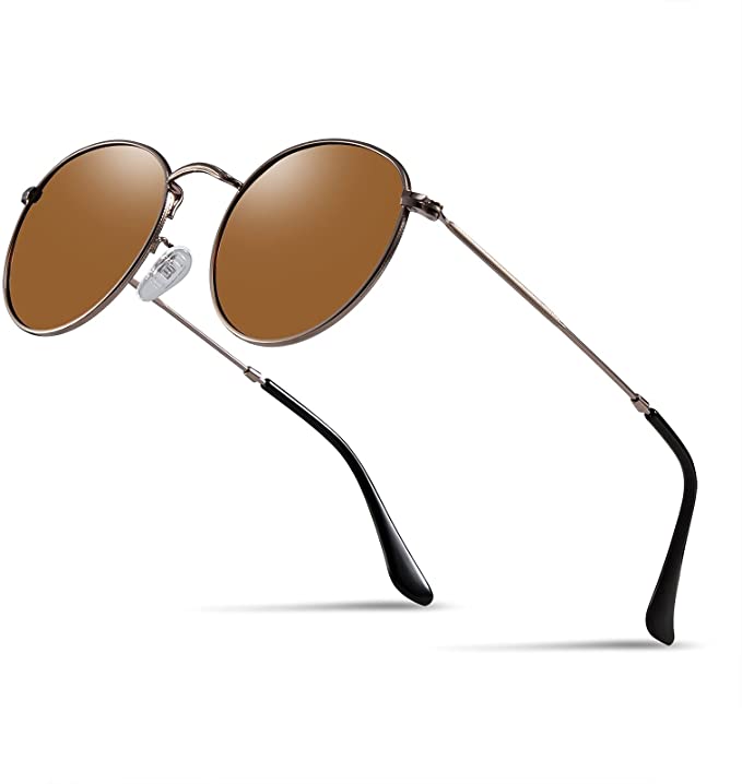 Unisex Round Sunglasses, Kennifer Polarized UV400 Protection Circle Retro Steampunk Sun Glasses for Men and Women