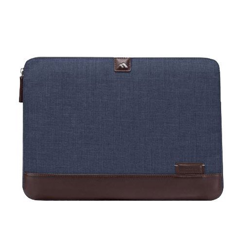 Brenthaven Collins Padded 15 Inch Laptop Sleeve, Fancy Case for MacBook Pro 15.4" and Most Other 15" Laptops, Navy with Faux Leather Trim and Folder or Tablet Side Compartment