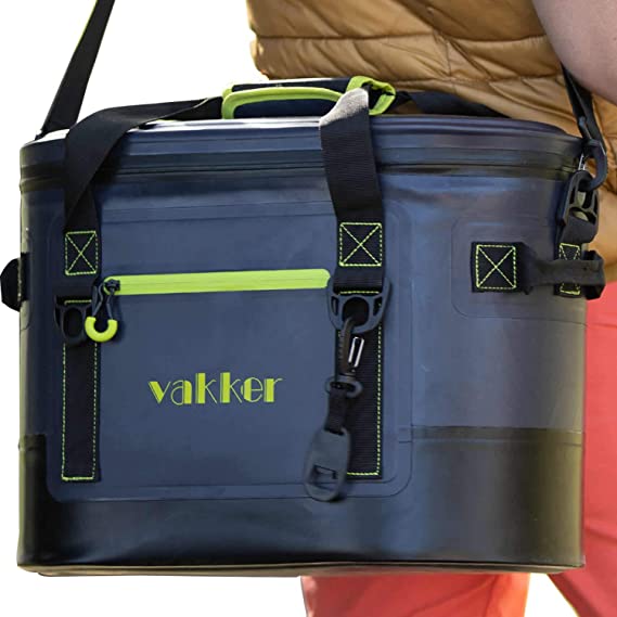 VAKKER 30 Can Insulated Cooler Bag, 3 Days Ice Life, Waterproof, 100% Leakproof, Dustproof Portable Soft Side Cooler Bag, Lunch Box for Outdoor, Camping, Hiking, Beach, Travel, Picnic (Navy Blue)