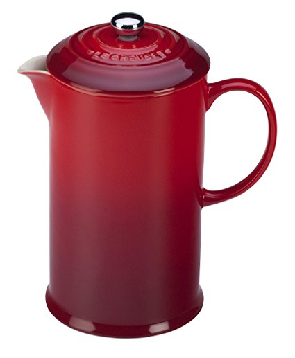 Le Creuset of America Stoneware Petite French Press, 12 oz, Cherry