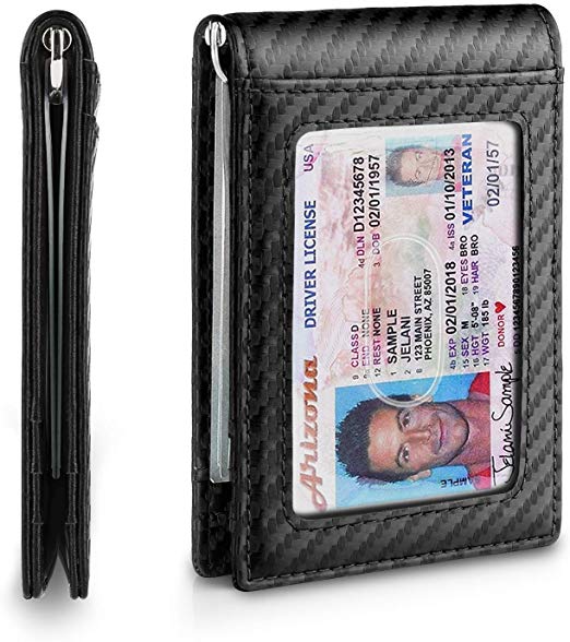 Slim Minimalist Men's Bifold Front Pocket Wallet with Money Clip&Effective RFID Blocking