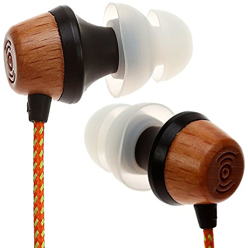 Symphonized ALN Premium Genuine Wood In-ear Noise-isolating Headphones with Mic Orange Stripe