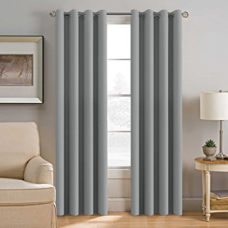 H.Versailtex Blackout Room Darkening Thermal Insulated Grommet Window Curtains for Living Room, Dove Gray,52x96-inch,1 Panel