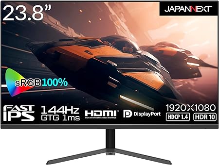 JAPANNEXT 23.8インチ Fast IPS フルHD(1920x1080)ゲーミングモニター JN-238Gi144FHDR GTG 1ms 144Hz リフレッシュレート対応 HDMI DP sRGB100%