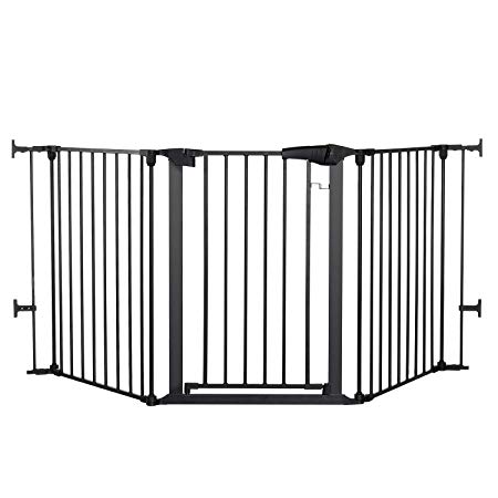 KingSo 80 inch Auto Close Baby Gate Super Wide Safety Gate Foldable Extra Wide 25-80 inch Walk Thru for House Stair Doorways Hallways Include Hardware Mounts(30" Tall, Black)