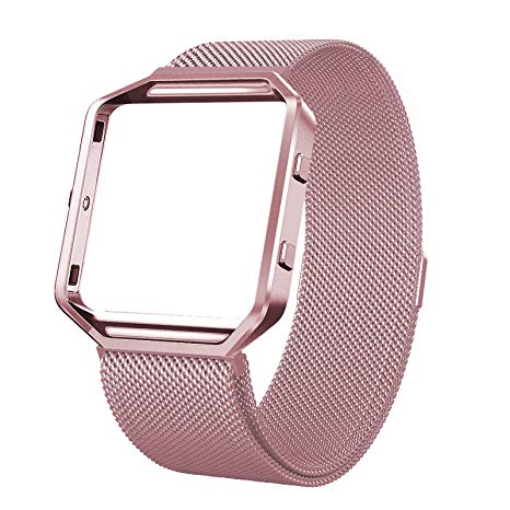 SWEES for Fitbit Blaze Bands with Frame Metal Small Large 5quot - 94quot Stainless Steel Magnetic Milanese Replacement Band for Fitbit Blaze Women Men Black Silver Colorful Champagne Gold Rose Gold