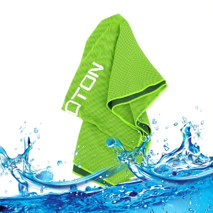 OMOTON High-tech Cooling Towel for Instant Relief-Soft Breathable Mesh Yoga Towel-Keep Cool for Running Biking Hiking and all Other Sports