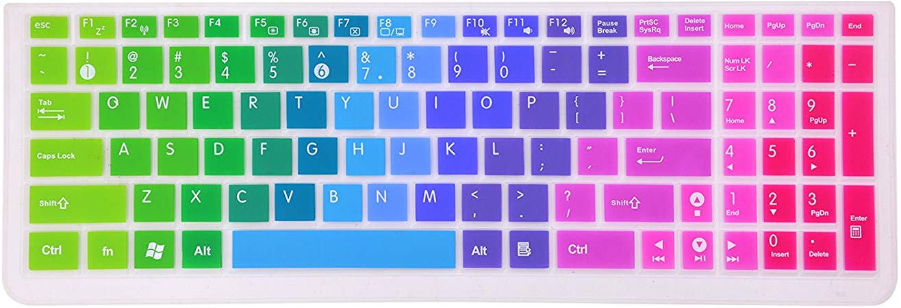 Colorful Keyboard Cover Compatible Old ASUS Laptop with Numeric Keypad P2530UA P2540UA / F554LA F555 F556UA /GL Series/QSeries/X Series [Compare Keyboard Layout with Product Image 2]