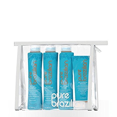 Pure Brazilian Anti-Frizz Shampoo Conditioner Masque and Travel Size Serum