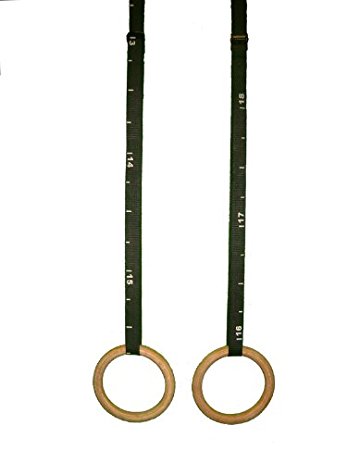 CFF Wood Olympic Rings - 18' Black Extra Wide Numbered Straps