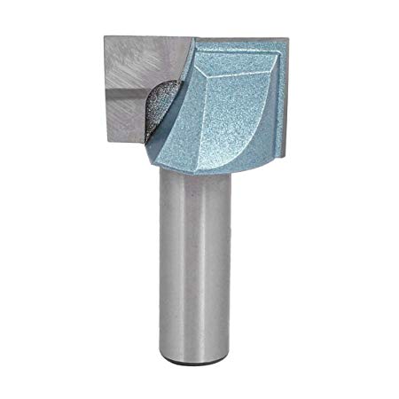 Ranbo 1/4 Inch Shank 1 Inch Cutting Dia Double Flute Carbide Tipped Bottom Cleaning Surface Planing Spoilboard Straight Router Bit for Stair Treads, Wood Cutters … (1/4" x 1" inch)