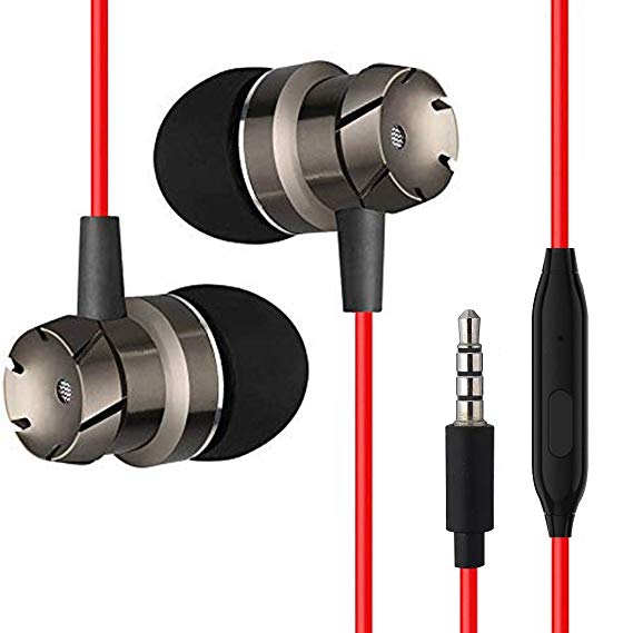 pTron HBE6 Metal in-Ear Wired Headphones with Mic - (Red and Black)