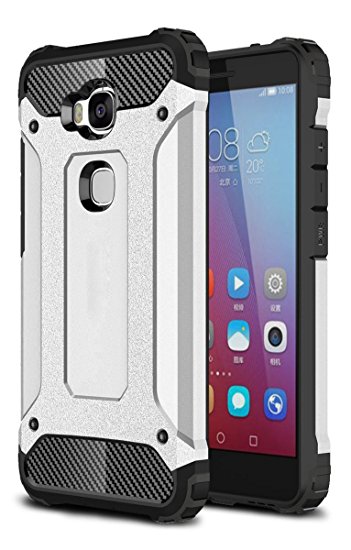 Huawei Honor 5X Case, Torryka Premium Anti-scratch Dual Layer Shockproof Dustproof Drop Resistance Armor Protective Case Cover for Huawei Honor 5 X - Silver